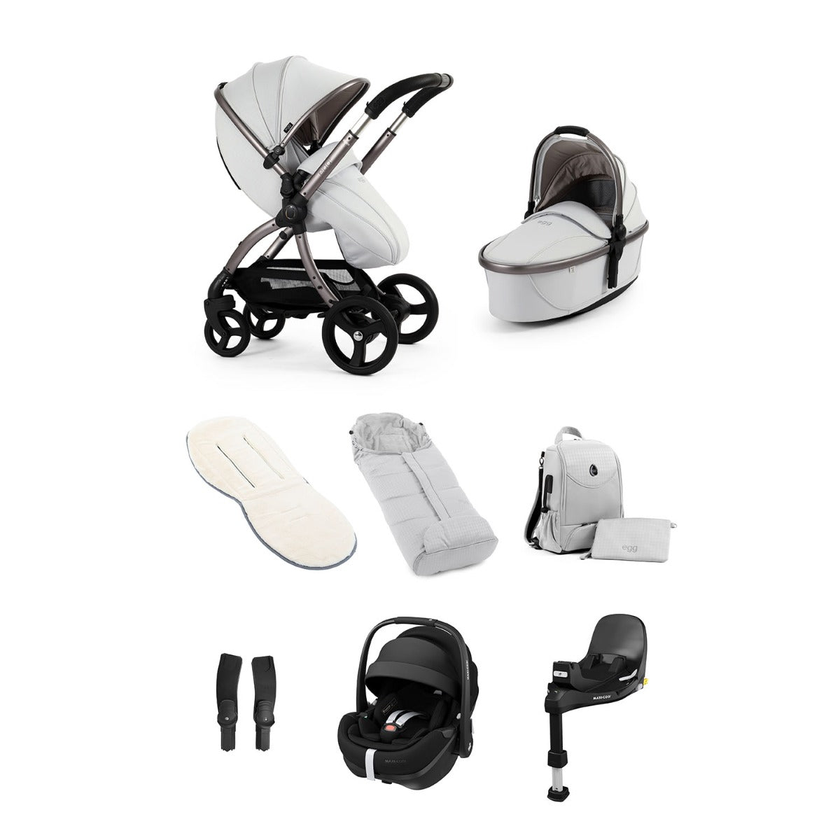 Egg 3 Luxury Maxi-Cosi Pebble 360 Pro2 i-Size Special Edition Travel System Bundle - Houndstooth Silver 1