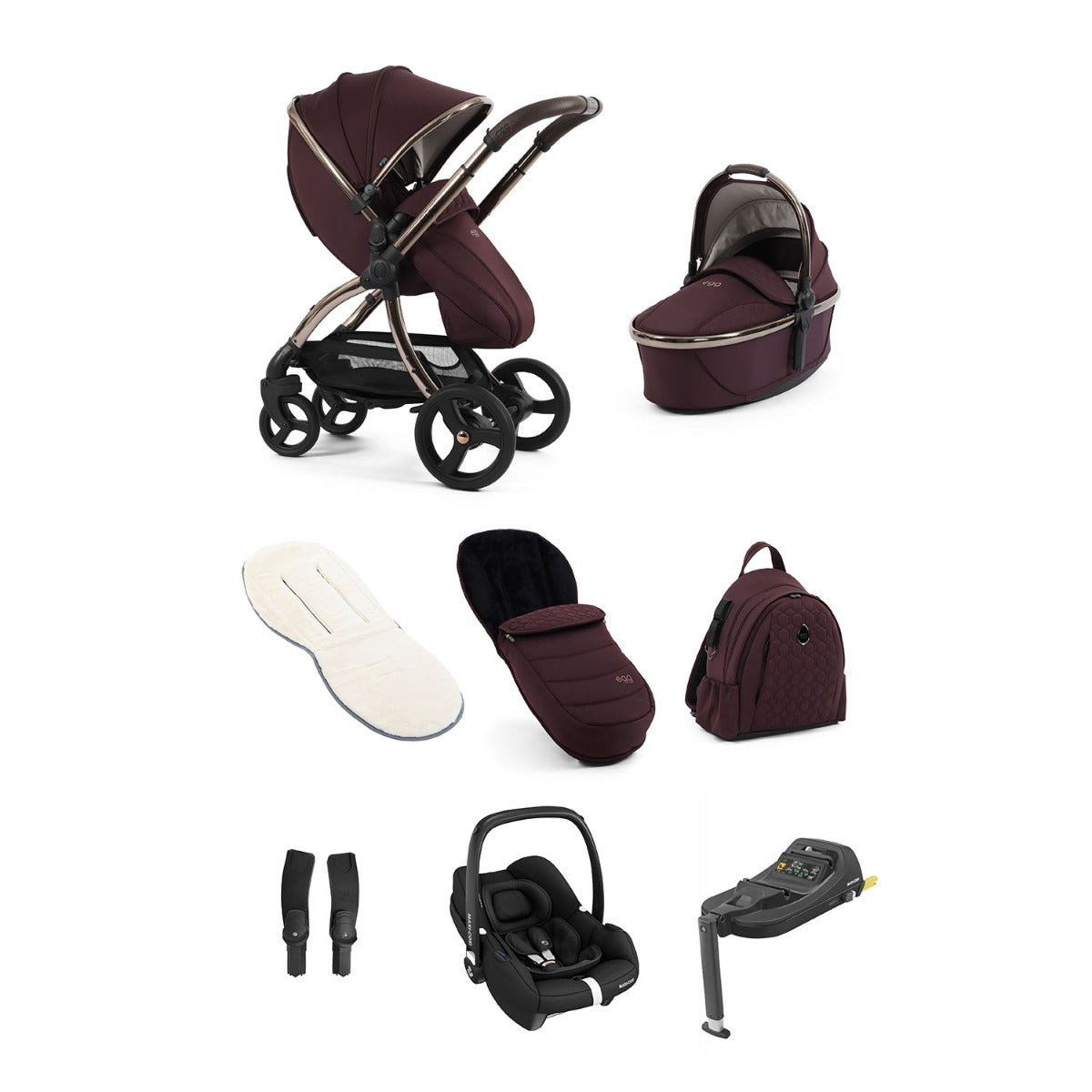 Egg 3 Luxury Maxi-Cosi Cabriofix i-Size Travel System Bundle - Mulberry 1