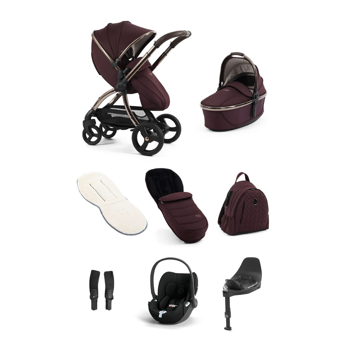 Egg 3 Luxury Cybex Cloud T i-Size Travel System Bundle - Mulberry 1
