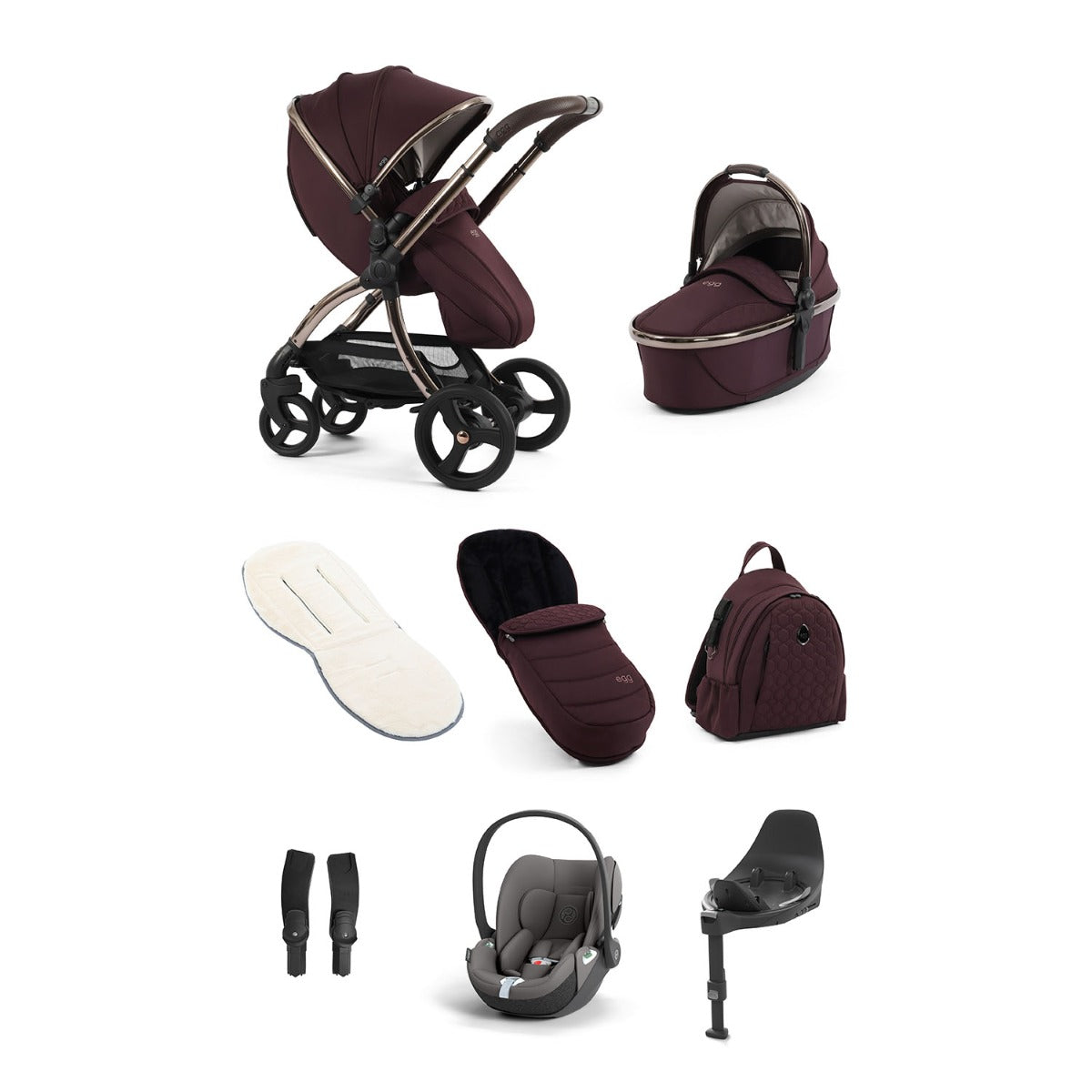 Egg 3 Luxury Cybex Cloud T i-Size Travel System Bundle - Mulberry 45