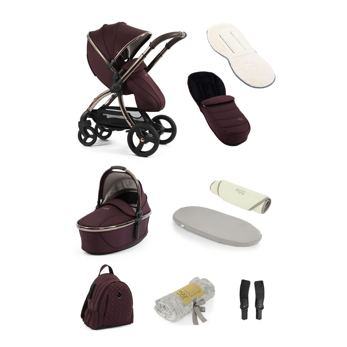 Egg 3 Stroller 9 Piece Snuggle Accessory Bundle - Mulberry 1