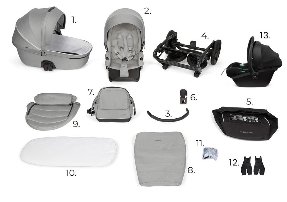 Noordi Fjordi V1 Leather 3-in-1 Travel System – Eco-Leather Pram with ThermoCot™ & i-Size Car Seat