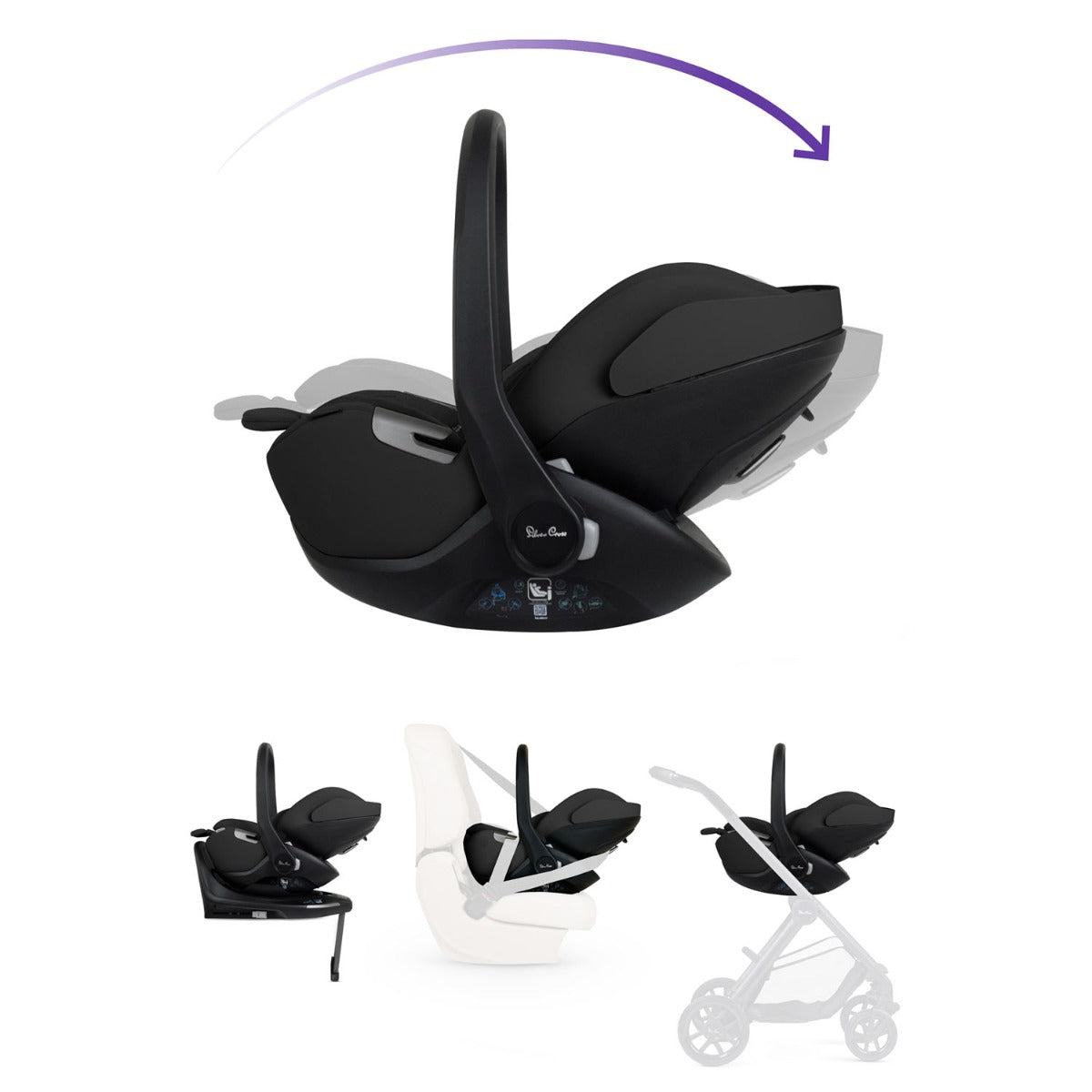 Silver Cross Glide Plus 360 Infant Car Seat & Base Plus 360 - Iconic Black 12