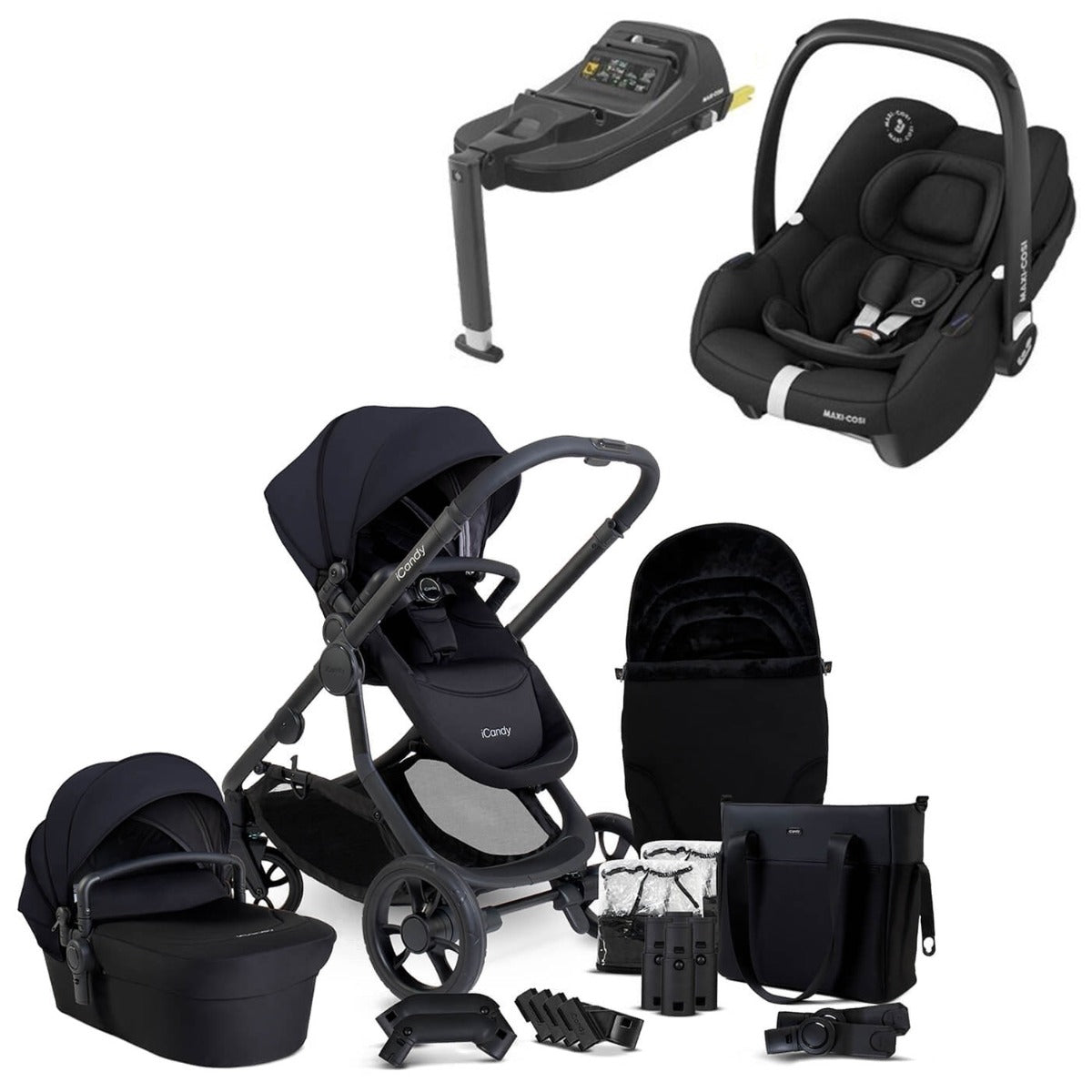 iCandy Orange 4 Travel System Bundle with Maxi-Cosi Cabriofix i-Size & Base - Black Edition 1