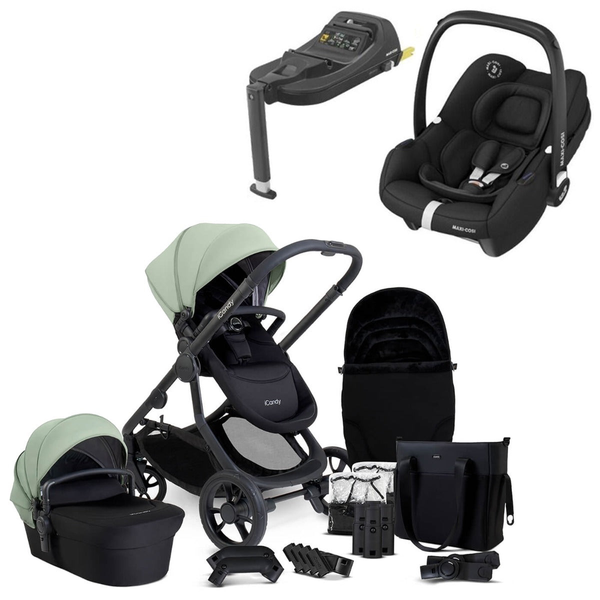 iCandy Orange 4 Travel System Bundle with Maxi-Cosi Cabriofix i-Size & Base - Pistachio 1