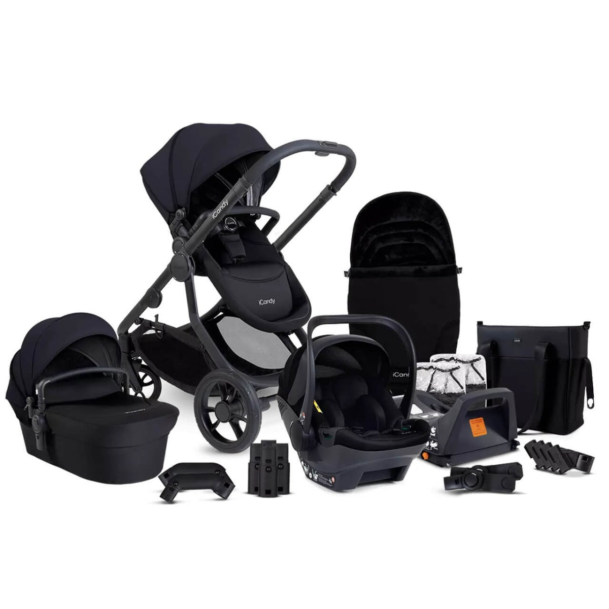 iCandy Orange 4 Travel System Bundle with Cocoon & Base - Black Edition 1