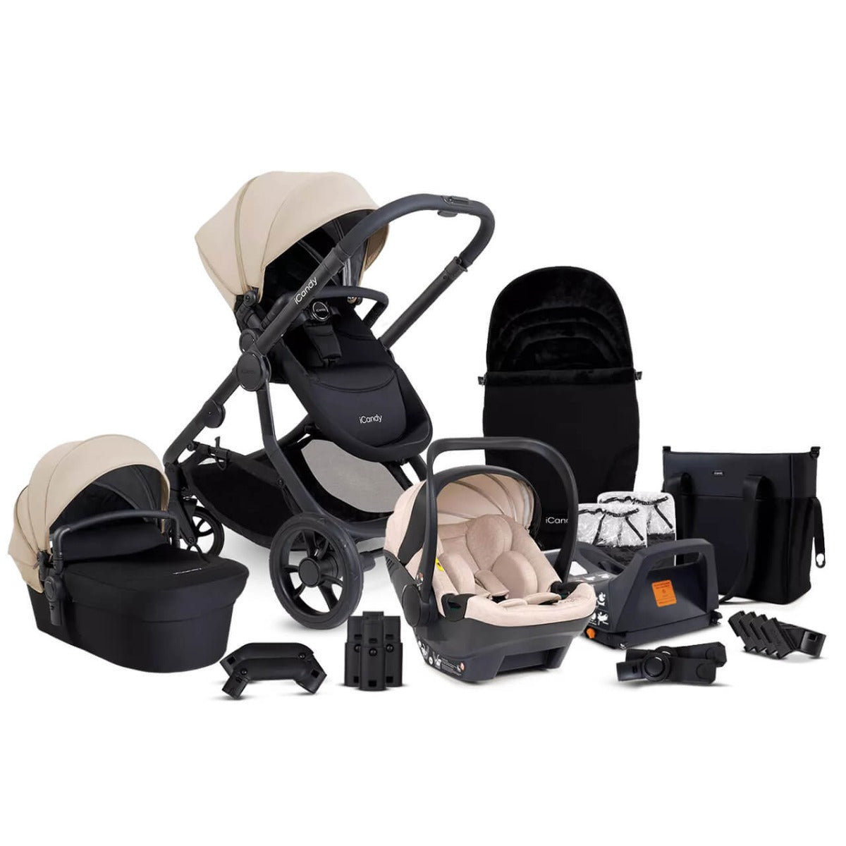 iCandy Orange 4 Travel System Bundle with Cocoon & Base - Latte 1