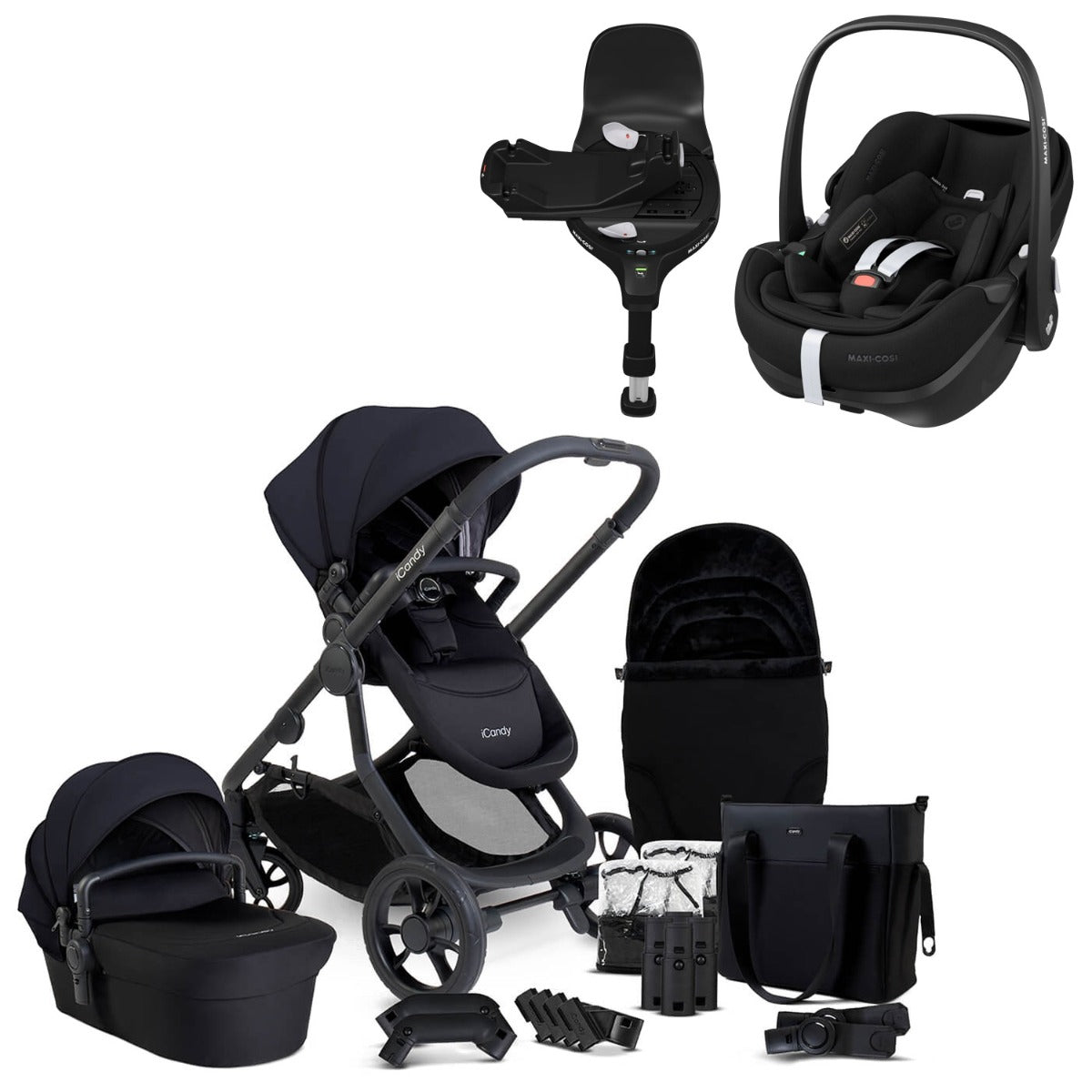 iCandy Orange 4 Travel System Bundle with Maxi-Cosi Pebble 360 Pro2 & Rotating Base - Black Edition 1