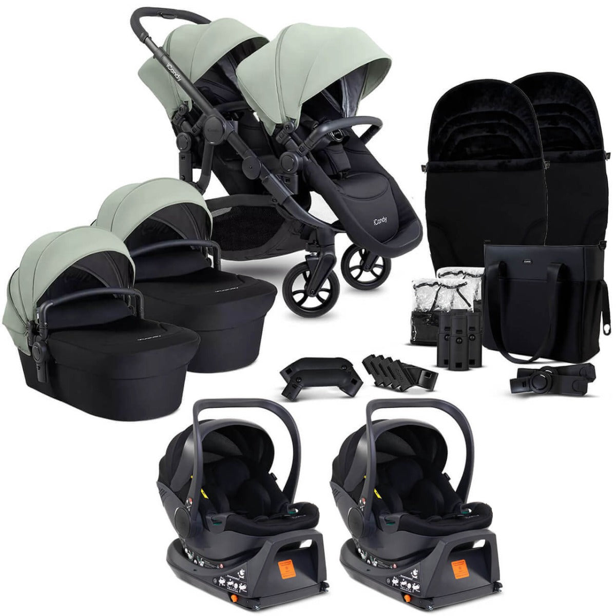 iCandy Orange 4 Twin Cocoon i-Size Complete Travel System Bundle - Pistachio 1
