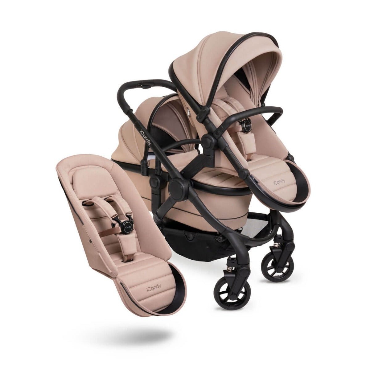 iCandy Peach 7 Double Pushchair Travel System Bundle with Maxi-Cosi Cabriofix i-Size Car Seat & Base - Cookie 2