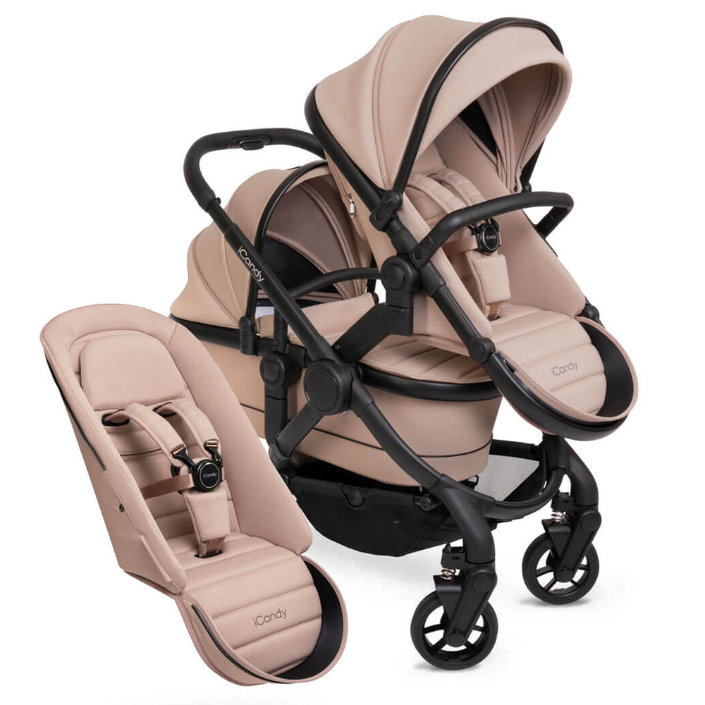 iCandy Peach 7 Double Travel System Bundle with Maxi-Cosi Pebble 360 Pro2 iSize Car Seat & Base - Cookie 10