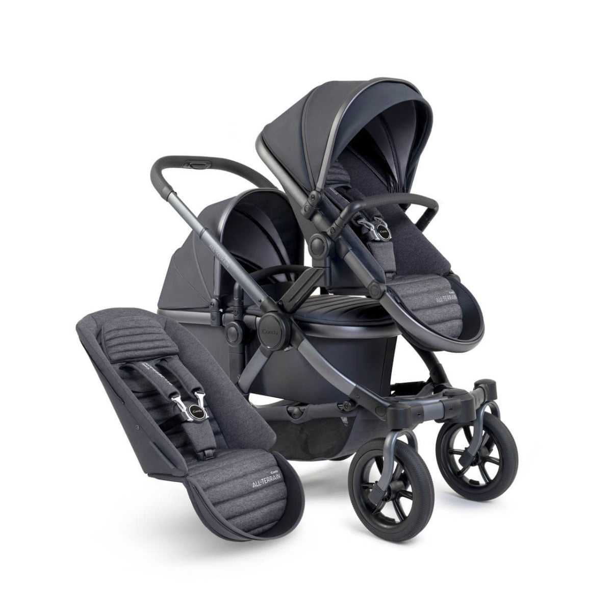 iCandy Peach 7 All-Terrain Double Complete Pushchair & Accessories Bundle - Nimbus/Storm 7