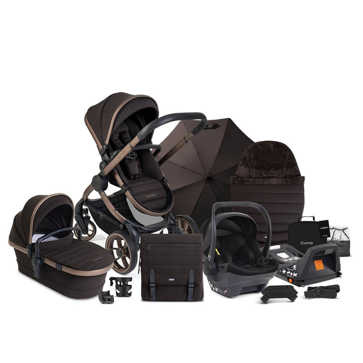iCandy Peach 7 Travel System Bundle with Cocoon i-Size Car Seat & Base - Pecan 1