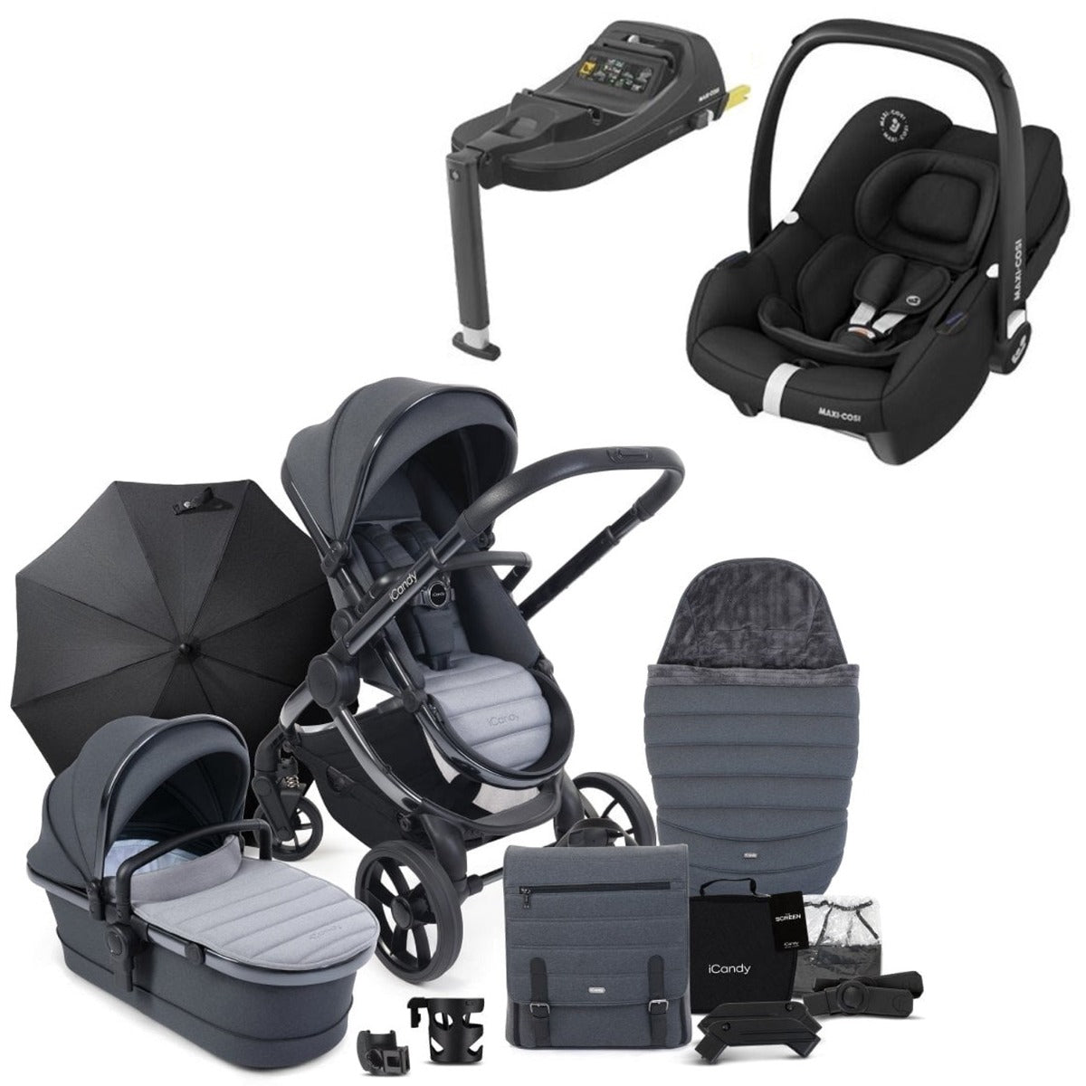 iCandy Peach 7 Travel System Bundle with Maxi-Cosi Cabriofix iSize Car Seat & Base - Truffle 1