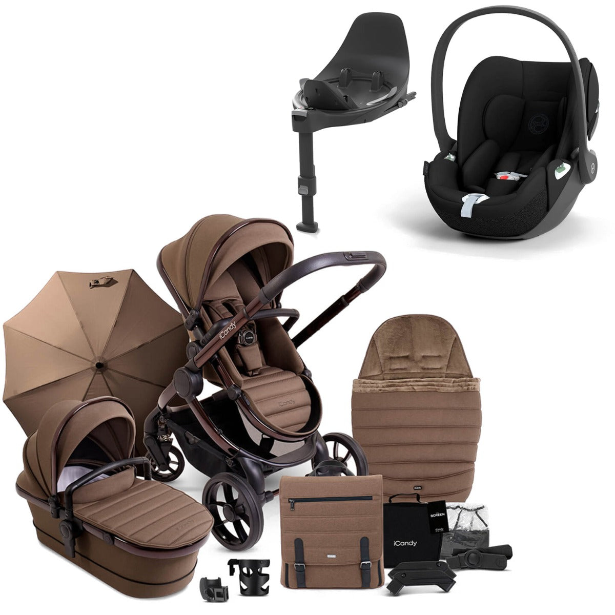 iCandy Peach 7 Travel System Bundle with Cybex Cloud T iSize Car Seat & Base - Coco 1