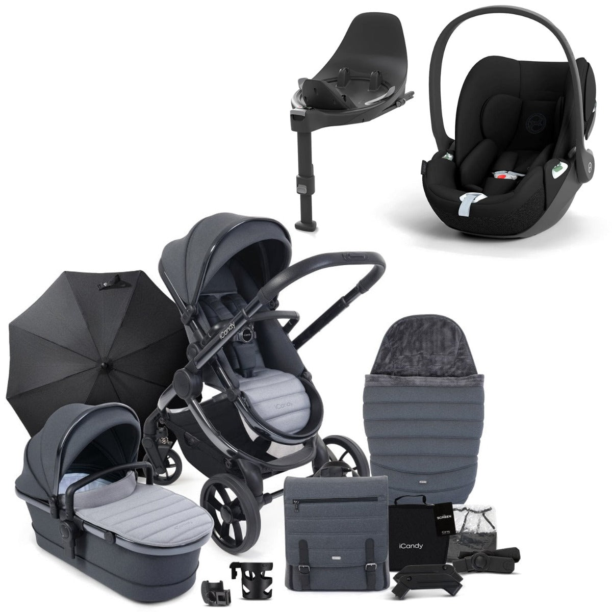iCandy Peach 7 Travel System Bundle with Cybex Cloud T iSize Car Seat & Base - Truffle 1