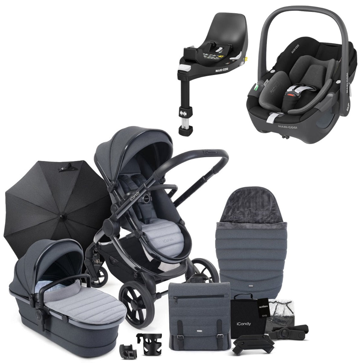 iCandy Peach 7 Travel System Bundle with Maxi-Cosi Pebble 360 iSize Car Seat & Base - Truffle 1