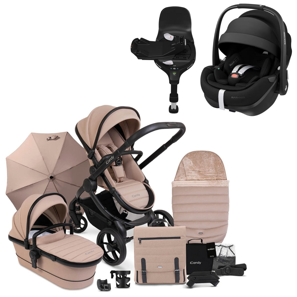 iCandy Peach 7 Travel System Bundle with Maxi-Cosi Pebble 360 Pro2 Car Seat & Base - Cookie 1
