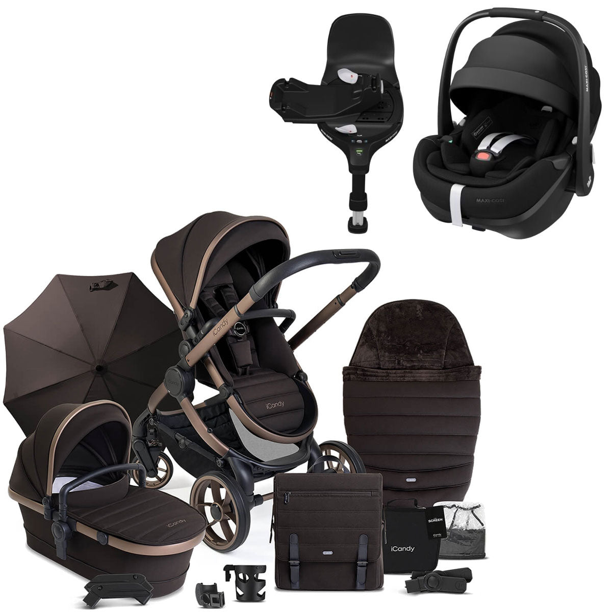 iCandy Peach 7 Travel System Bundle with Maxi-Cosi Pebble 360 Pro2 Car Seat & Base - Pecan 1