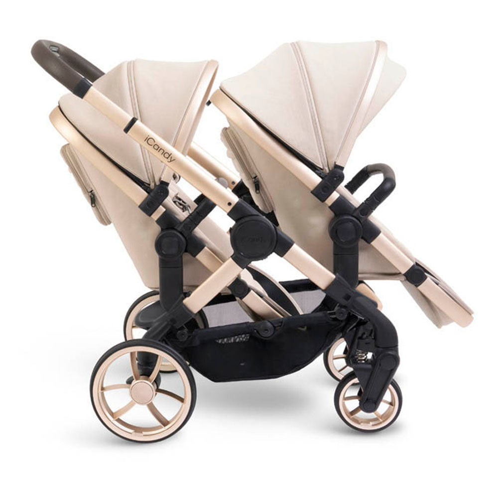 iCandy Peach 7 Twin Pushchair Travel System Bundle with Cocoon iSize Car Seat & Base - Biscotti 5