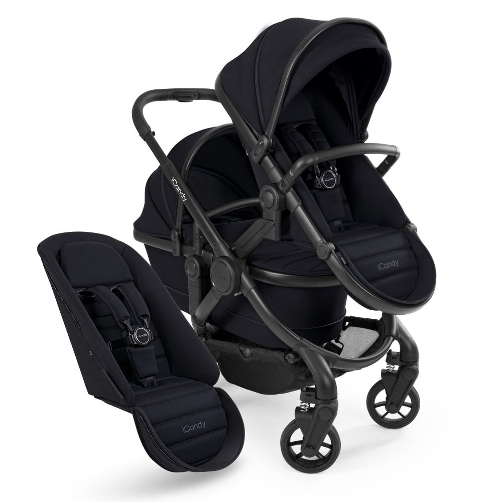 iCandy Peach 7 Double Travel System Bundle with Maxi-Cosi Pebble 360 iSize Car Seat & Base - Black Edition 4