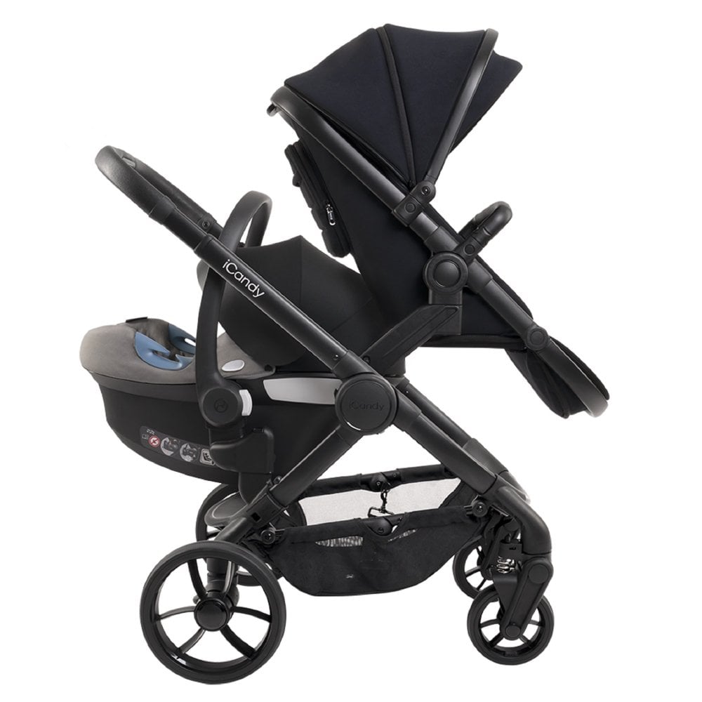 iCandy Peach 7 Double Travel System Bundle with Maxi-Cosi Pebble 360 iSize Car Seat & Base - Black Edition 6