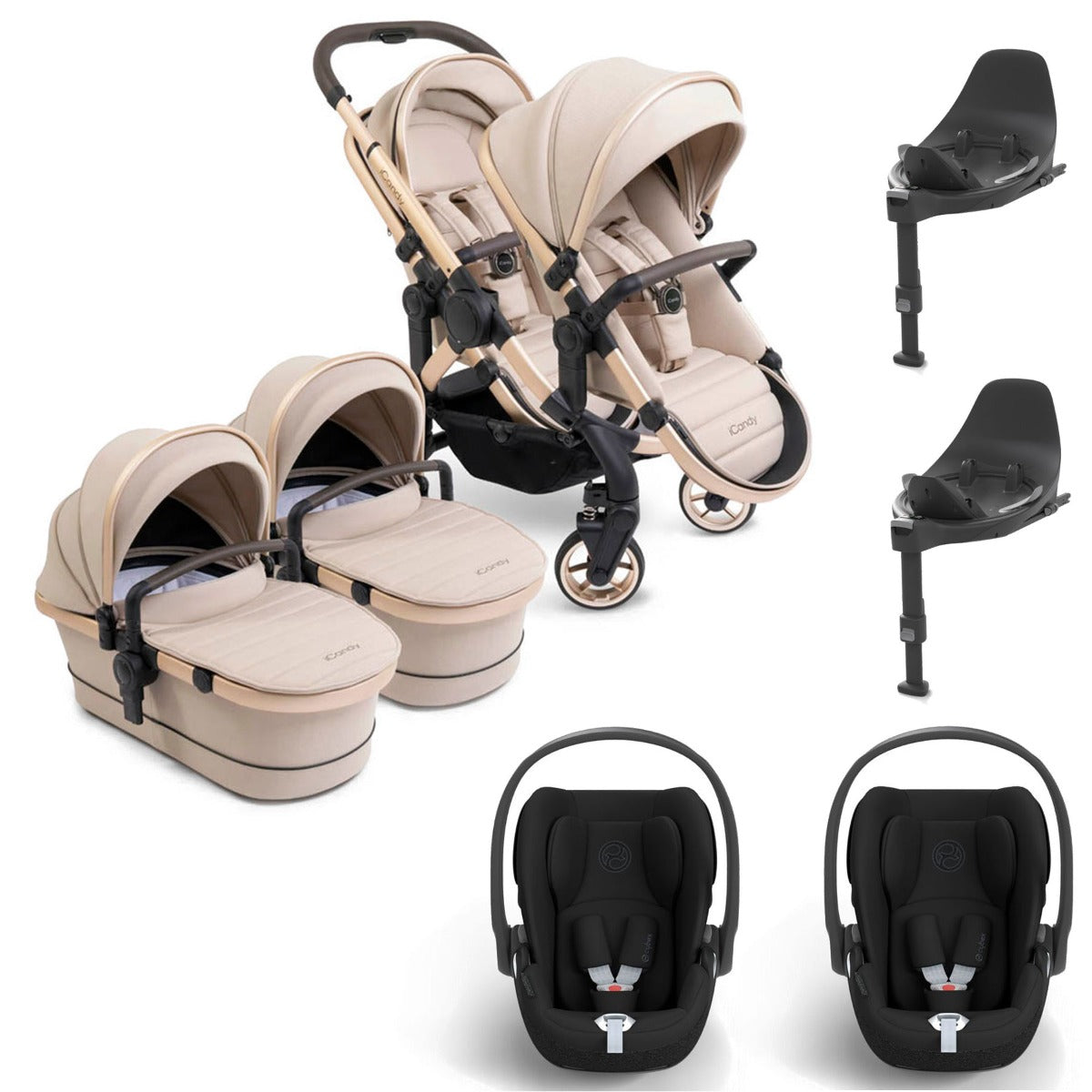 iCandy Peach 7 Twin Cybex Cloud T Travel System Bundle - Biscotti 1