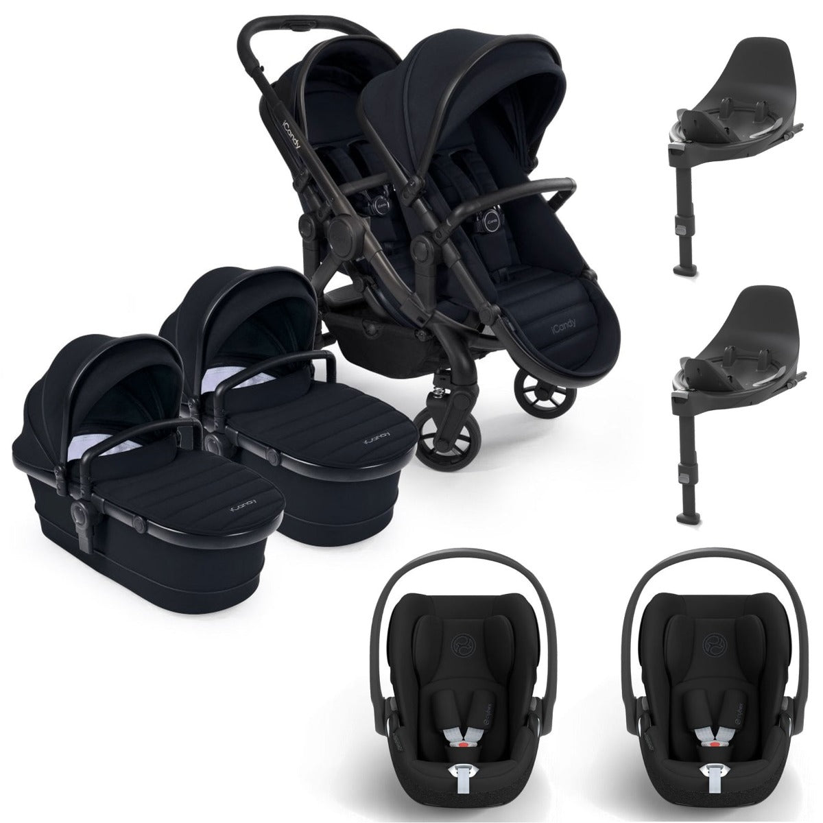 iCandy Peach 7 Twin Cybex Cloud T Travel System Bundle - Black Edition 1