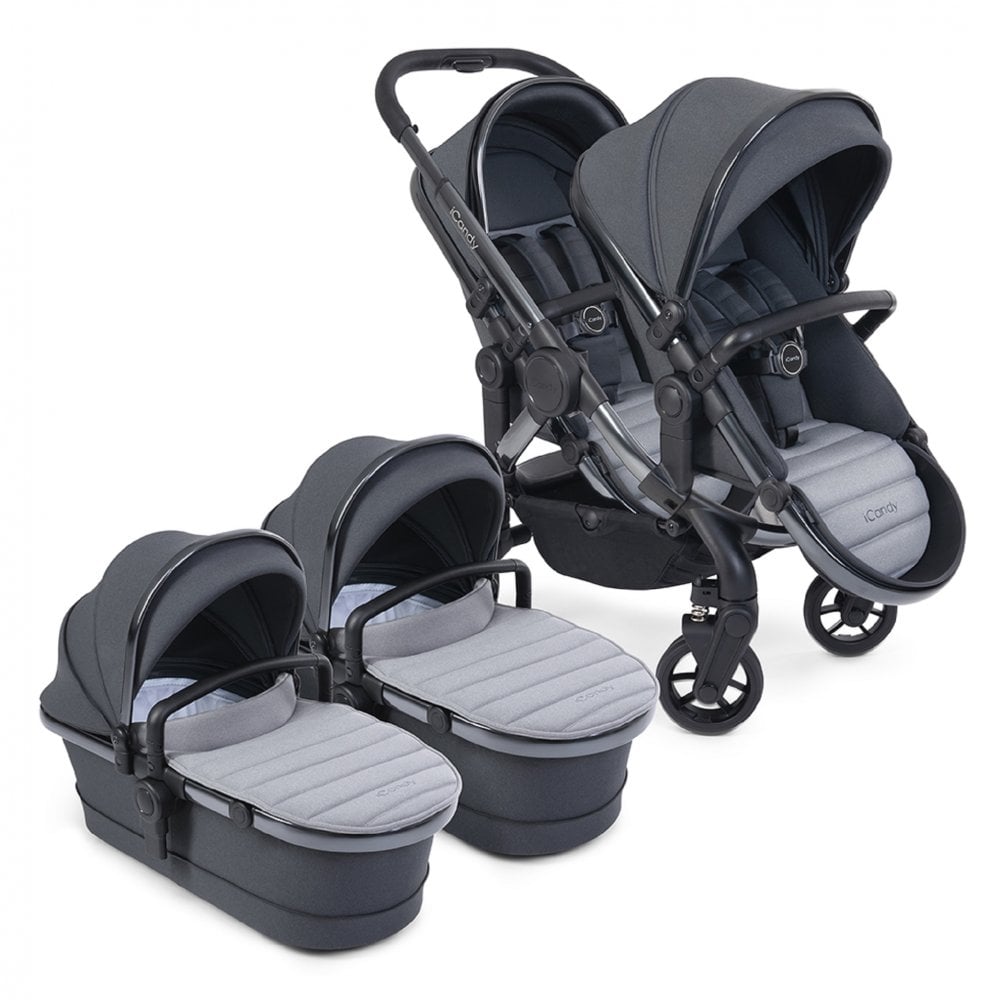 iCandy Peach 7 Twin Pushchair Travel System Bundle with Cocoon iSize Car Seat & Base - Truffle 2