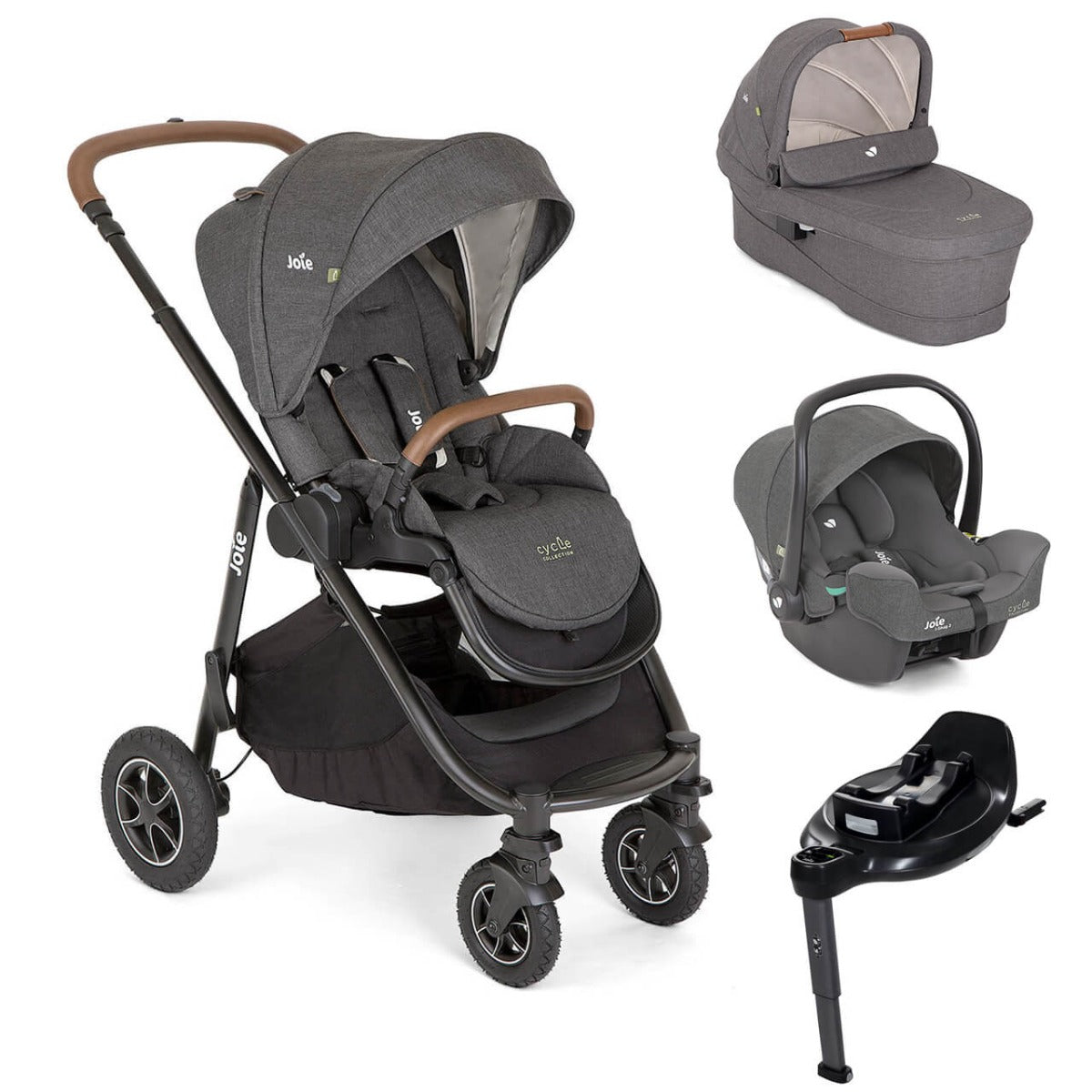 Joie Versatrax Trio On The Go Encore Travel System Bundle - Shell Grey 1