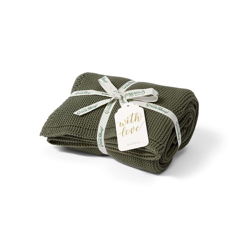 Little Green Sheep Organic Knitted Cellular Baby Blanket Juniper