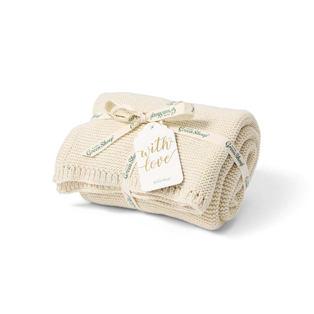 Little Green Sheep Organic Knitted Cellular Baby Blanket Linen