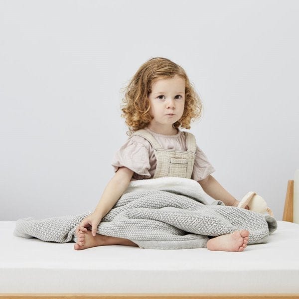 Little Green Sheep Organic Knitted Fleece Baby Blanket Dove Grey