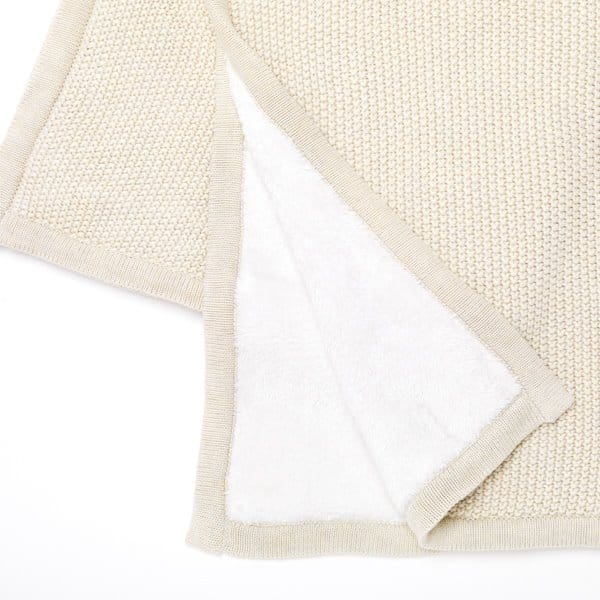 Little Green Sheep Organic Knitted Fleece Baby Blanket Linen
