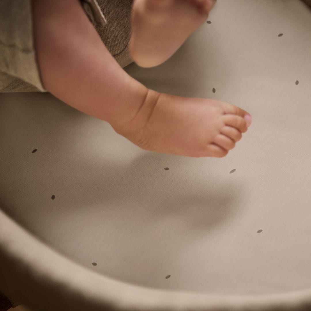 Little Green Sheep Organic Moses Basket Fitted Sheets in Truffle with Cocoa Rice