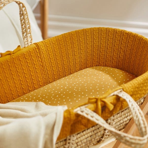 Little Green Sheep Organic Knitted Moses Basket & Mattress Honey