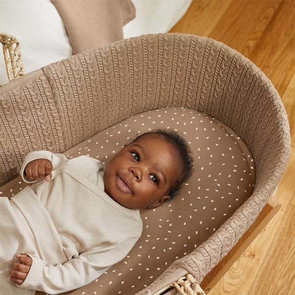 Little Green Sheep Organic Knitted Moses Basket & Mattress Truffle