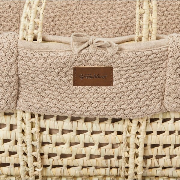 Little Green Sheep Organic Wheat Knit Moses Basket & Mattress Truffle
