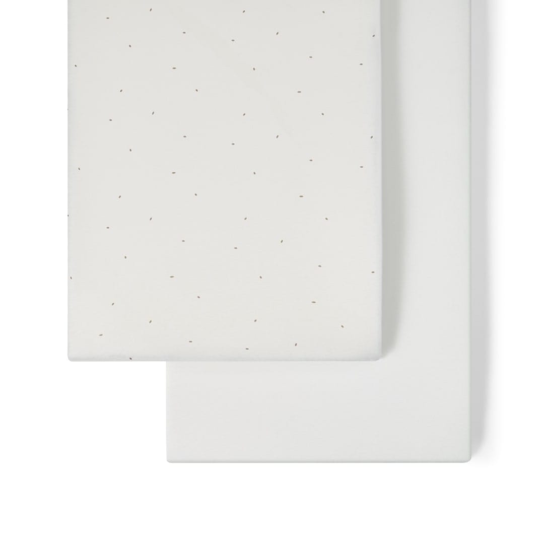 Little Green Sheep Organic Crib Fitted Sheets in White with Truffle Rice