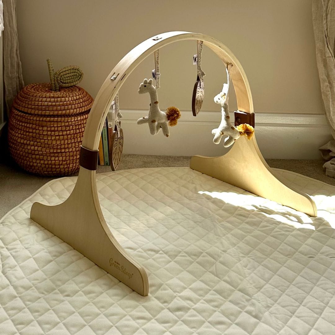 Little Green Sheep Curved Wooden Baby Play Gym & Charms Set Jungle
