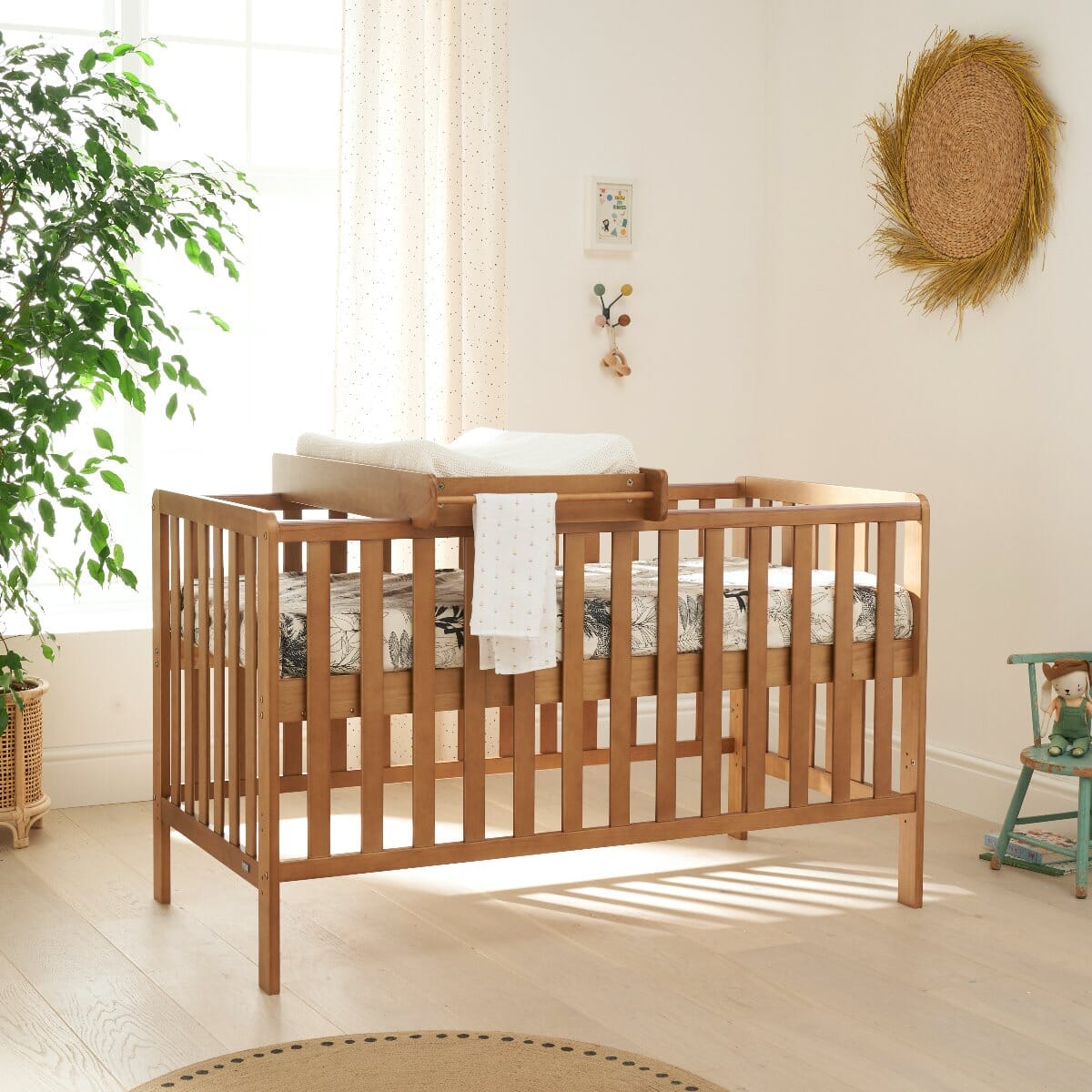 Tutti Bambini Malmo Cot Bed with Rio Furniture 3 Piece Room Set - Dove Grey/Honey Oak