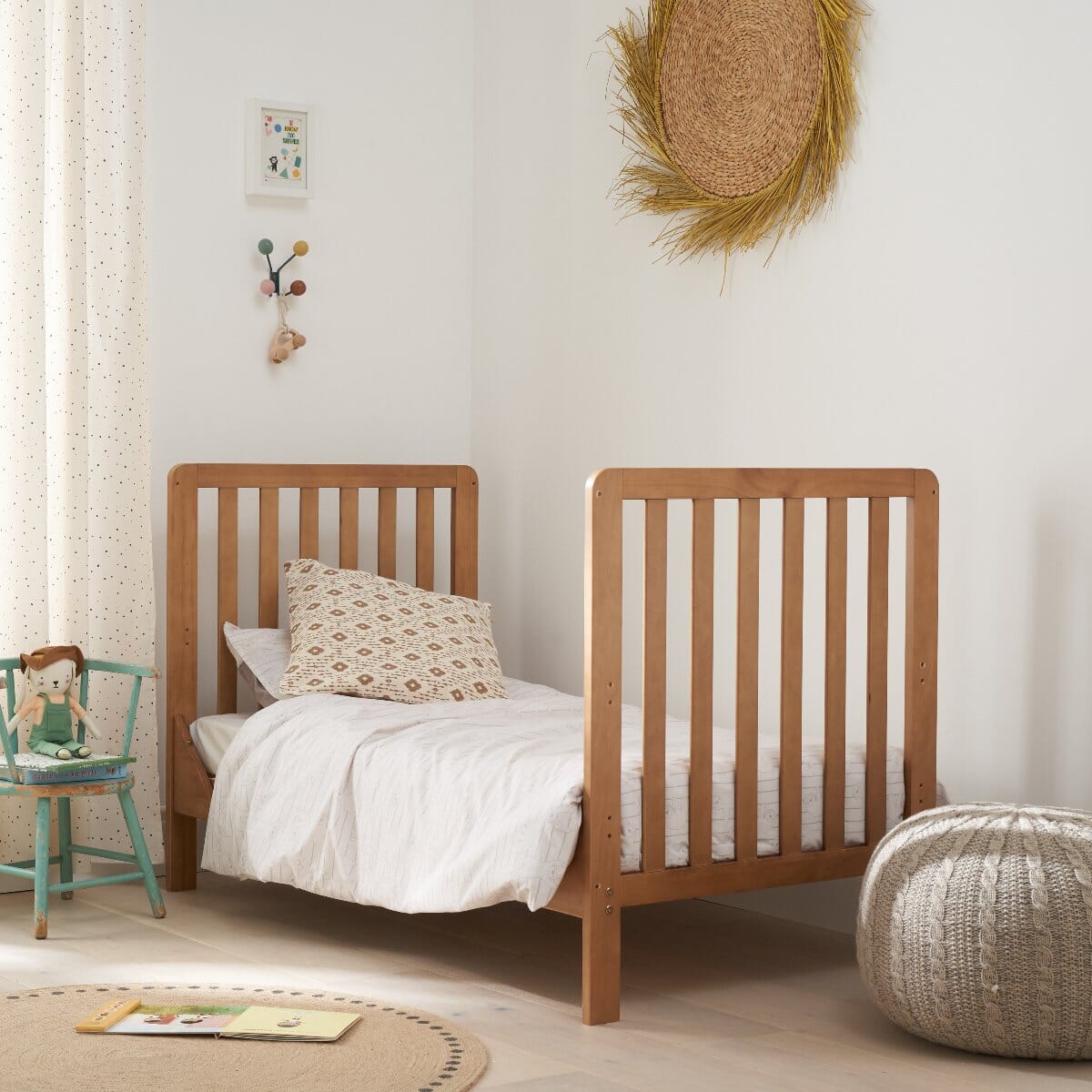 Tutti Bambini Malmo Cot Bed with Rio Furniture 3 Piece Room Set - Dove Grey/Honey Oak