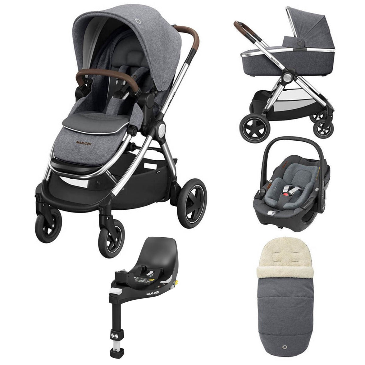 Maxi-Cosi Adorra Luxe Travel System with Base - Twillic Grey 1