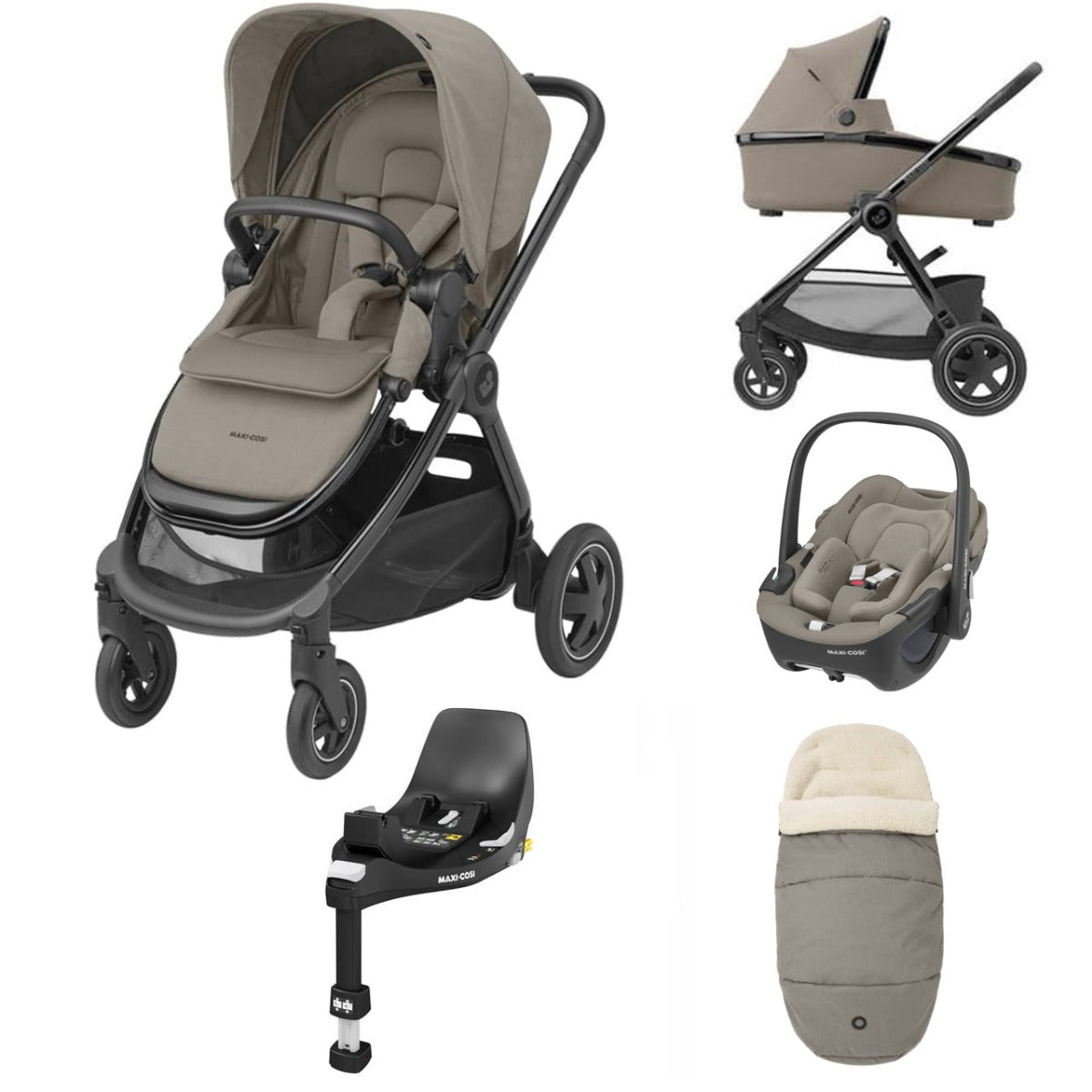 Maxi-Cosi Adorra Luxe Travel System with Base - Twillic Truffle 1