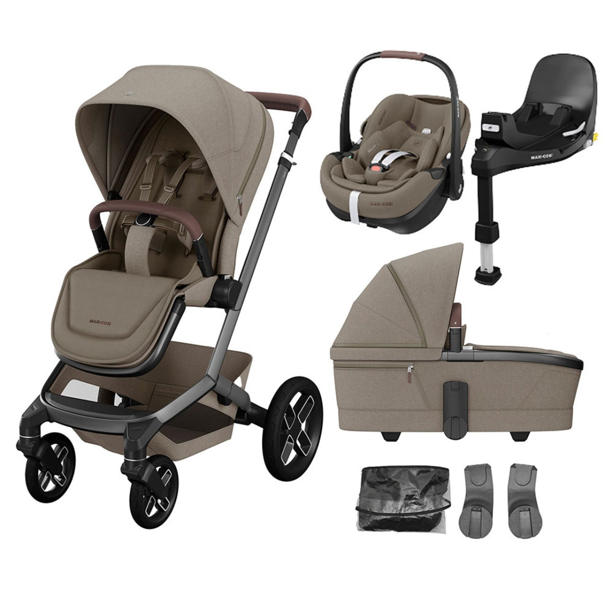 Maxi-Cosi Fame Pebble 360 Pro 2 Travel System Bundle - Twillic Truffle with Black Wheels 1