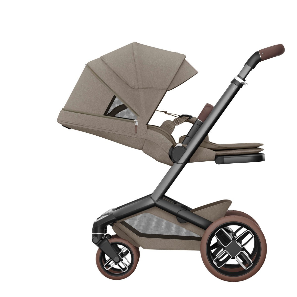 Maxi-Cosi Fame Pushchair + Carrycot - Twillic Truffle with Brown Wheels 15