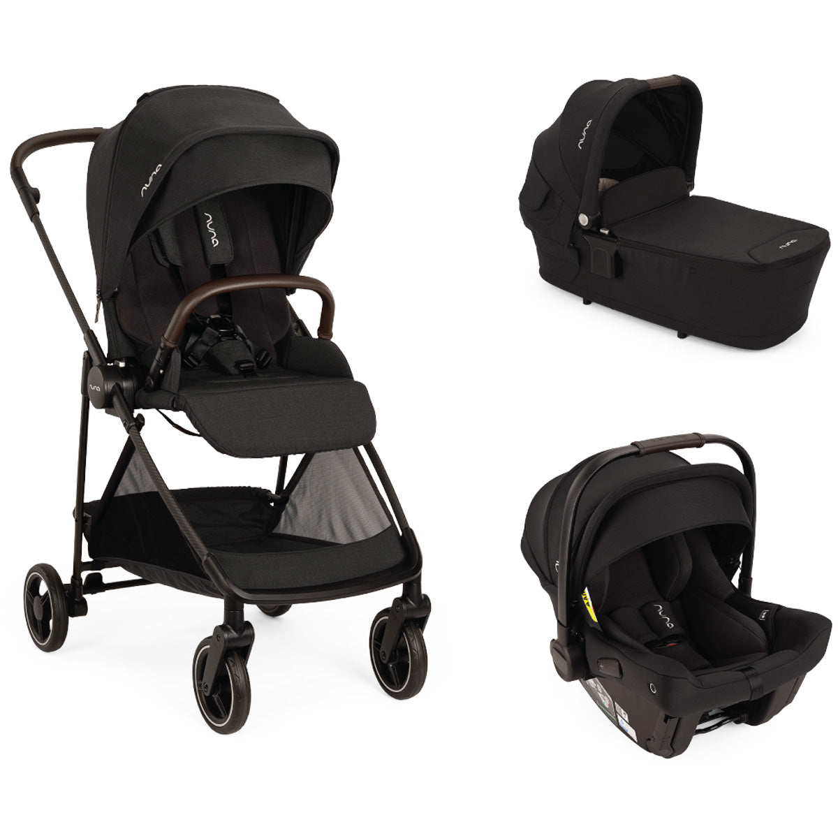 Nuna IXXA Next Stroller + LYTL Carrycot + PIPA URBN Travel System Bundle - Caviar 1