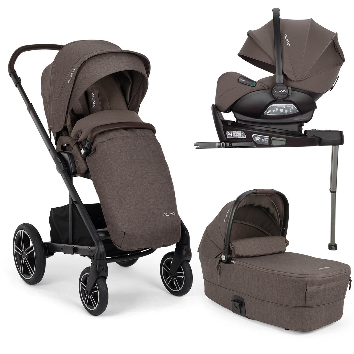 Nuna MIXX Next with ARRA Flex & Base Curv Travel System Bundle - Chestnut