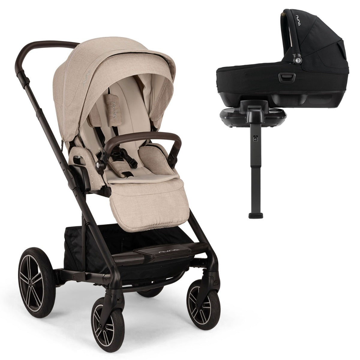 Nuna MIXX Next Pushchair + CARI Carrycot + BASE Next - Biscotti 1