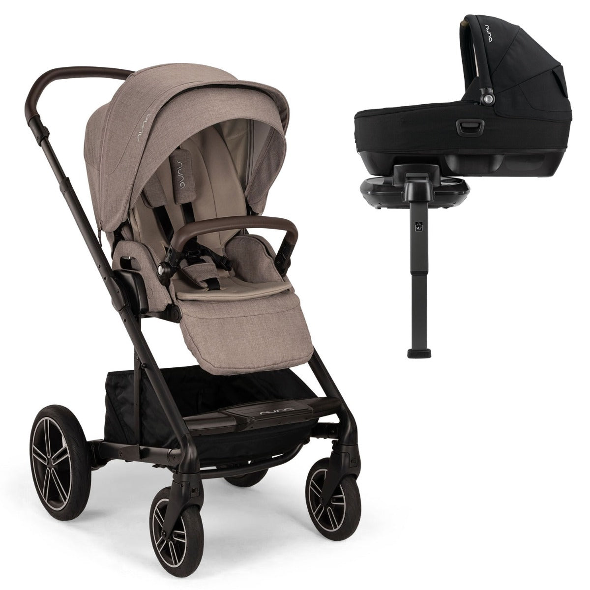 Nuna MIXX Next Pushchair + CARI Carrycot + BASE Next - Cedar 1